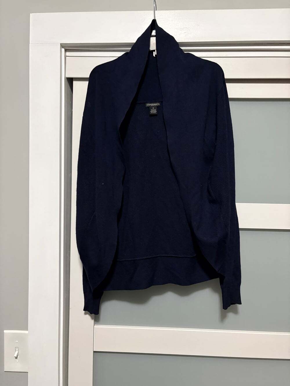 Esperanza Ladies Cardigan Shawl Sweater Navy sz M